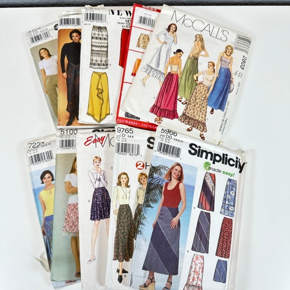 VTG Lot of 10 UNCUT 90s Y2K Sewing Patterns McCalls Simplicity Skirts Pants Boho